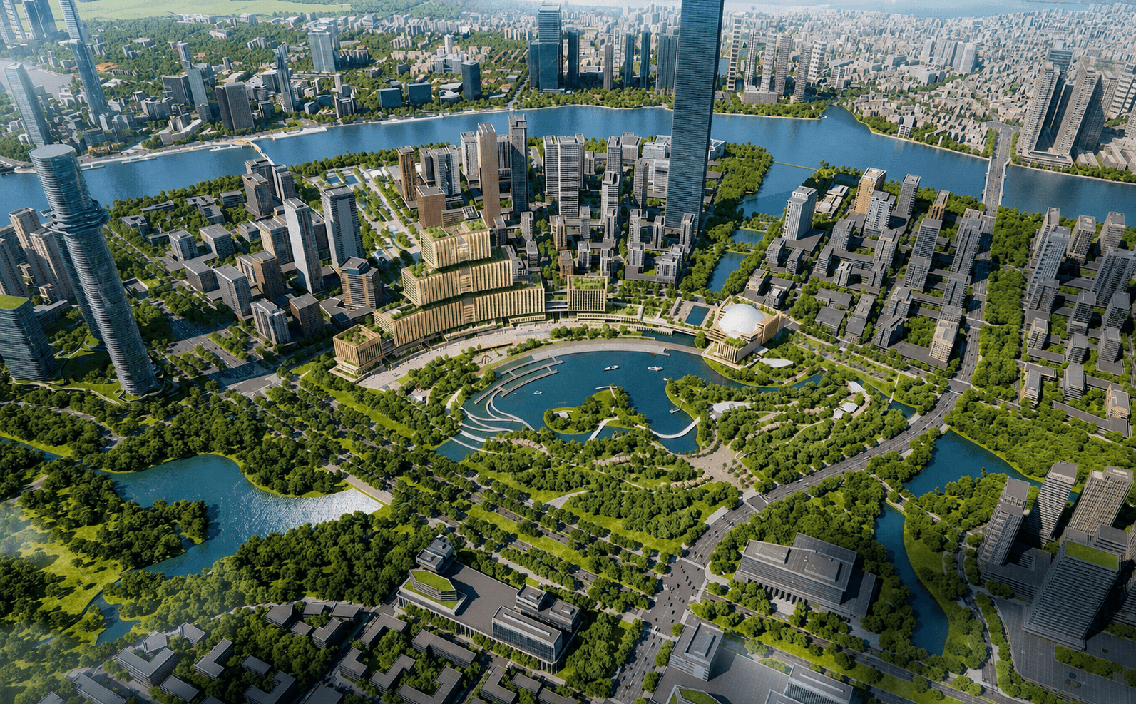 Phối cảnh một phần Khu đô thị mới Thủ Thiêm với sự hình thành của dự án Lotte Eco Smart City Thủ Thiêm 